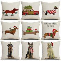 HKM-530643 Christmas White Cute Animal Printed Pillowcase 45x45cm Linen