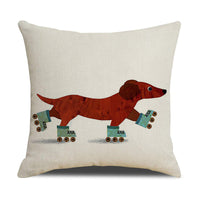 HKM-530643 Christmas White Cute Animal Printed Pillowcase 45x45cm Linen