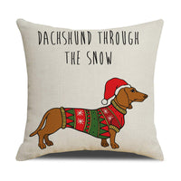 HKM-530643 Christmas White Cute Animal Printed Pillowcase 45x45cm Linen
