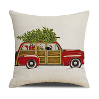 HKM-530643 Christmas White Cute Animal Printed Pillowcase 45x45cm Linen