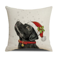 HKM-530643 Christmas White Cute Animal Printed Pillowcase 45x45cm Linen