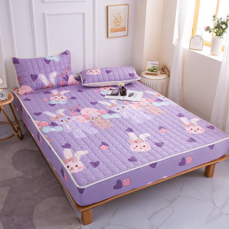 HKM-530643 Cotton Covered Anti-Slip Cartoon Fitted Sheet with Floral Design