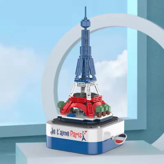 Iron Tower Music Box Building Blocks Set for Kids, 50 Pieces, Educational Model Toy, Ages 2-14