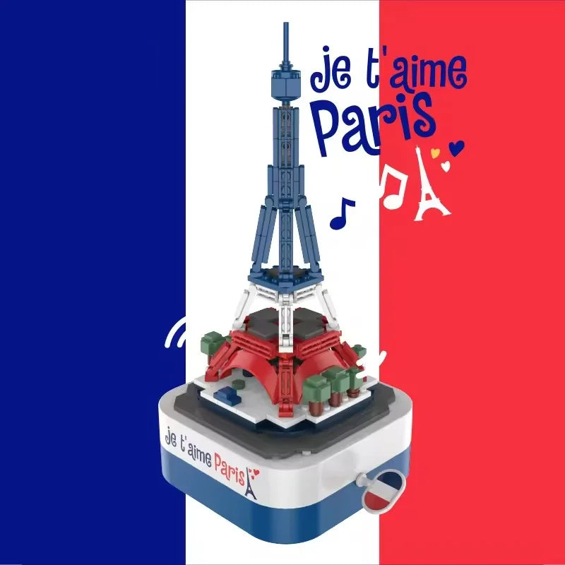 Iron Tower Music Box Building Blocks Set for Kids, 50 Pieces, Educational Model Toy, Ages 2-14