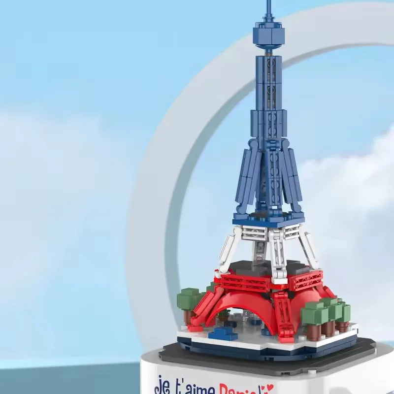 Iron Tower Music Box Building Blocks Set for Kids, 50 Pieces, Educational Model Toy, Ages 2-14