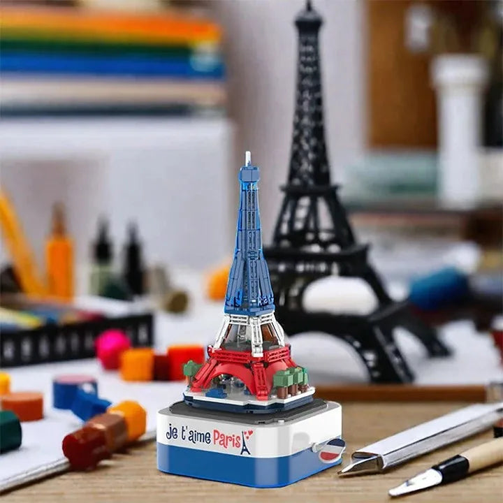 Iron Tower Music Box Building Blocks Set for Kids, 50 Pieces, Educational Model Toy, Ages 2-14