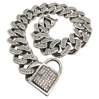 HKM-530707 Stainless Steel Dog Boogie Ring Collar with Diamond Buckle in Rose Gold, Gold, and Steel Colors