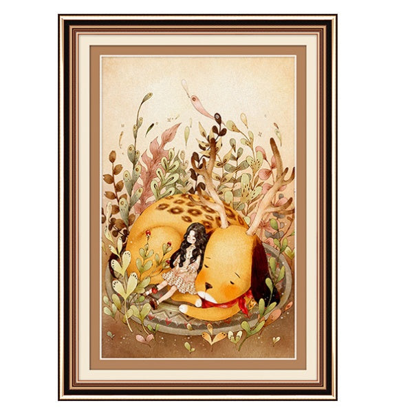 HKM-530835 Small Cartoon Cross Stitch Kit for Bedroom and Living Room Decor