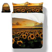 HKM-530835 Sunflower Series Polyester Duvet Cover Set - Available in Four-Piece and Three-Piece Options, Multiple Sizes