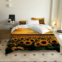 HKM-530835 Sunflower Series Polyester Duvet Cover Set - Available in Four-Piece and Three-Piece Options, Multiple Sizes