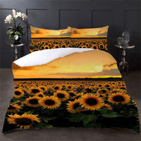 HKM-530835 Sunflower Series Polyester Duvet Cover Set - Available in Four-Piece and Three-Piece Options, Multiple Sizes