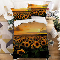 HKM-530835 Sunflower Series Polyester Duvet Cover Set - Available in Four-Piece and Three-Piece Options, Multiple Sizes