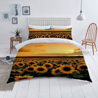 HKM-530835 Sunflower Series Polyester Duvet Cover Set - Available in Four-Piece and Three-Piece Options, Multiple Sizes