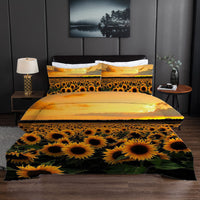 HKM-530835 Sunflower Series Polyester Duvet Cover Set - Available in Four-Piece and Three-Piece Options, Multiple Sizes