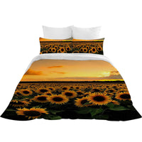 HKM-530835 Sunflower Series Polyester Duvet Cover Set - Available in Four-Piece and Three-Piece Options, Multiple Sizes