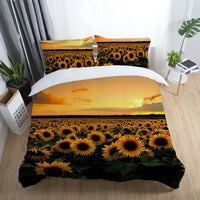 HKM-530835 Sunflower Series Polyester Duvet Cover Set - Available in Four-Piece and Three-Piece Options, Multiple Sizes