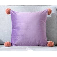 HKM-530899 Pure Color Wool Ball Pillowcase in Italian Velvet - Soft, Cozy Cushion Cover for Living Room, Bedroom, Dining Room, and Children's Room