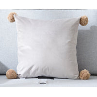 HKM-530899 Pure Color Wool Ball Pillowcase in Italian Velvet - Soft, Cozy Cushion Cover for Living Room, Bedroom, Dining Room, and Children's Room