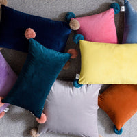 HKM-530899 Pure Color Wool Ball Pillowcase in Italian Velvet - Soft, Cozy Cushion Cover for Living Room, Bedroom, Dining Room, and Children's Room