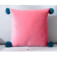 HKM-530899 Pure Color Wool Ball Pillowcase in Italian Velvet - Soft, Cozy Cushion Cover for Living Room, Bedroom, Dining Room, and Children's Room