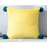 HKM-530899 Pure Color Wool Ball Pillowcase in Italian Velvet - Soft, Cozy Cushion Cover for Living Room, Bedroom, Dining Room, and Children's Room