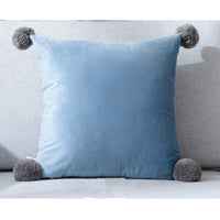 HKM-530899 Pure Color Wool Ball Pillowcase in Italian Velvet - Soft, Cozy Cushion Cover for Living Room, Bedroom, Dining Room, and Children's Room