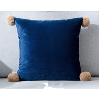 HKM-530899 Pure Color Wool Ball Pillowcase in Italian Velvet - Soft, Cozy Cushion Cover for Living Room, Bedroom, Dining Room, and Children's Room
