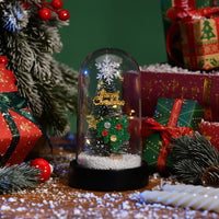 HKM-530963 LED Light Christmas Tree Glass Lampshade with Silk Flower Decoration Options