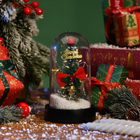 HKM-530963 LED Light Christmas Tree Glass Lampshade with Silk Flower Decoration Options