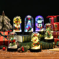 HKM-530963 LED Light Christmas Tree Glass Lampshade with Silk Flower Decoration Options