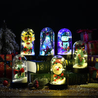 HKM-530963 LED Light Christmas Tree Glass Lampshade with Silk Flower Decoration Options