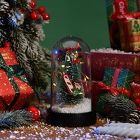 HKM-530963 LED Light Christmas Tree Glass Lampshade with Silk Flower Decoration Options