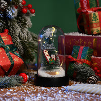 HKM-530963 LED Light Christmas Tree Glass Lampshade with Silk Flower Decoration Options
