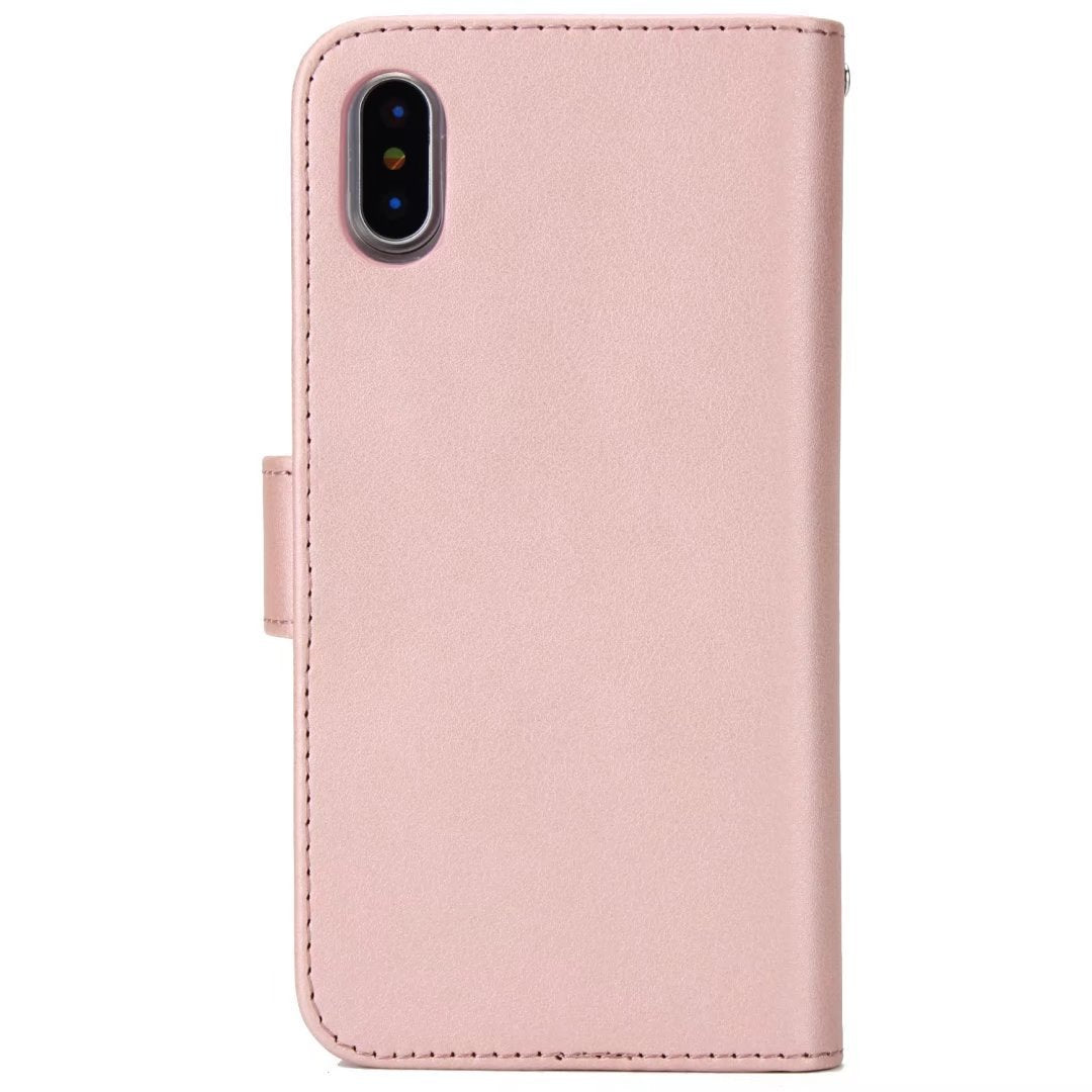 HKM-531091 Two-in-One Sheep Pattern Flip Phone Case for Apple Devices - PU Material, Simple Solid Color Design