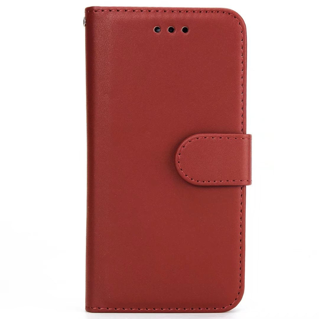 HKM-531091 Two-in-One Sheep Pattern Flip Phone Case for Apple Devices - PU Material, Simple Solid Color Design