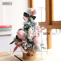 HKM-531603 Mini Christmas Potted Plant Decoration with Ornaments - PE and Wood Material