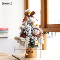 HKM-531603 Mini Christmas Potted Plant Decoration with Ornaments - PE and Wood Material