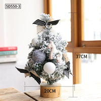 HKM-531603 Mini Christmas Potted Plant Decoration with Ornaments - PE and Wood Material