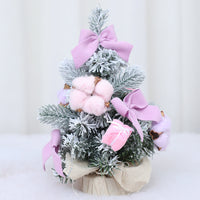 HKM-531603 Mini Christmas Potted Plant Decoration with Ornaments - PE and Wood Material
