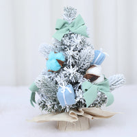 HKM-531603 Mini Christmas Potted Plant Decoration with Ornaments - PE and Wood Material