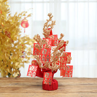 HKM-531603 Mini Christmas Potted Plant Decoration with Ornaments - PE and Wood Material
