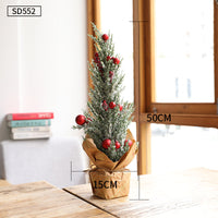 HKM-531603 Mini Christmas Potted Plant Decoration with Ornaments - PE and Wood Material