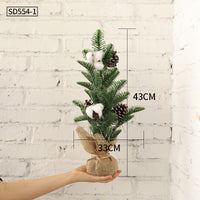 HKM-531603 Mini Christmas Potted Plant Decoration with Ornaments - PE and Wood Material