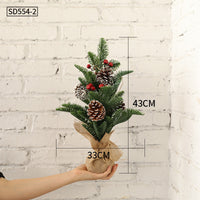 HKM-531603 Mini Christmas Potted Plant Decoration with Ornaments - PE and Wood Material