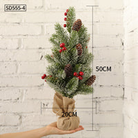 HKM-531603 Mini Christmas Potted Plant Decoration with Ornaments - PE and Wood Material