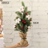 HKM-531603 Mini Christmas Potted Plant Decoration with Ornaments - PE and Wood Material