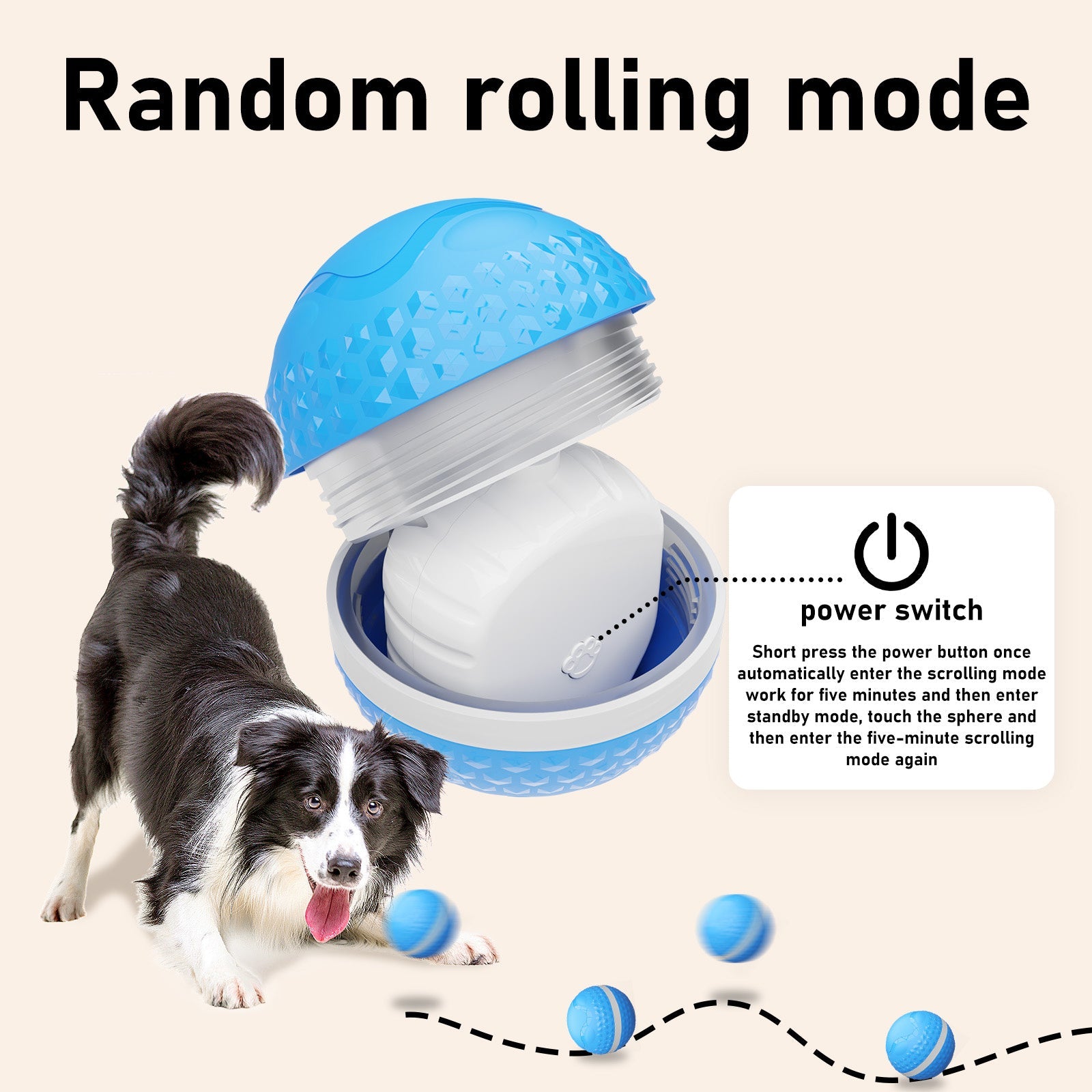 HKM-531603 Smart Interactive Dog Toys, Automatic Moving Ball With Lighting Modes, Interactive Dog Toys For Dog Enrichment & Stimulation, Motion Activated Rolling Toy For Medium And Large Dogs