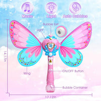 HKM-531795 Butterfly Bubble Wand Toy – Full-Automatic Light-Up With Music for Kids Ages 2-13