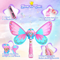 HKM-531795 Butterfly Bubble Wand Toy – Full-Automatic Light-Up With Music for Kids Ages 2-13
