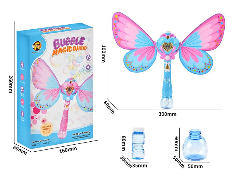 HKM-531795 Butterfly Bubble Wand Toy – Full-Automatic Light-Up With Music for Kids Ages 2-13